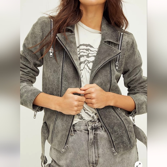 Free People Romance Was Born Genuine Leather Jacket - Picture 2 of 8